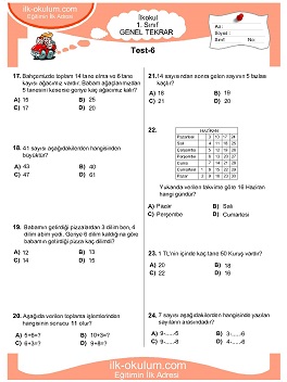 ilkokul 1. Sınıf Genel Tekrar Testleri 